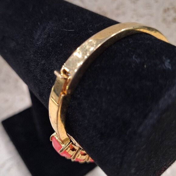EUC Kate Spade New York "Squared Away" Gold Plated Bangle Bracelet w/ Gemstones - Picture 5 of 8